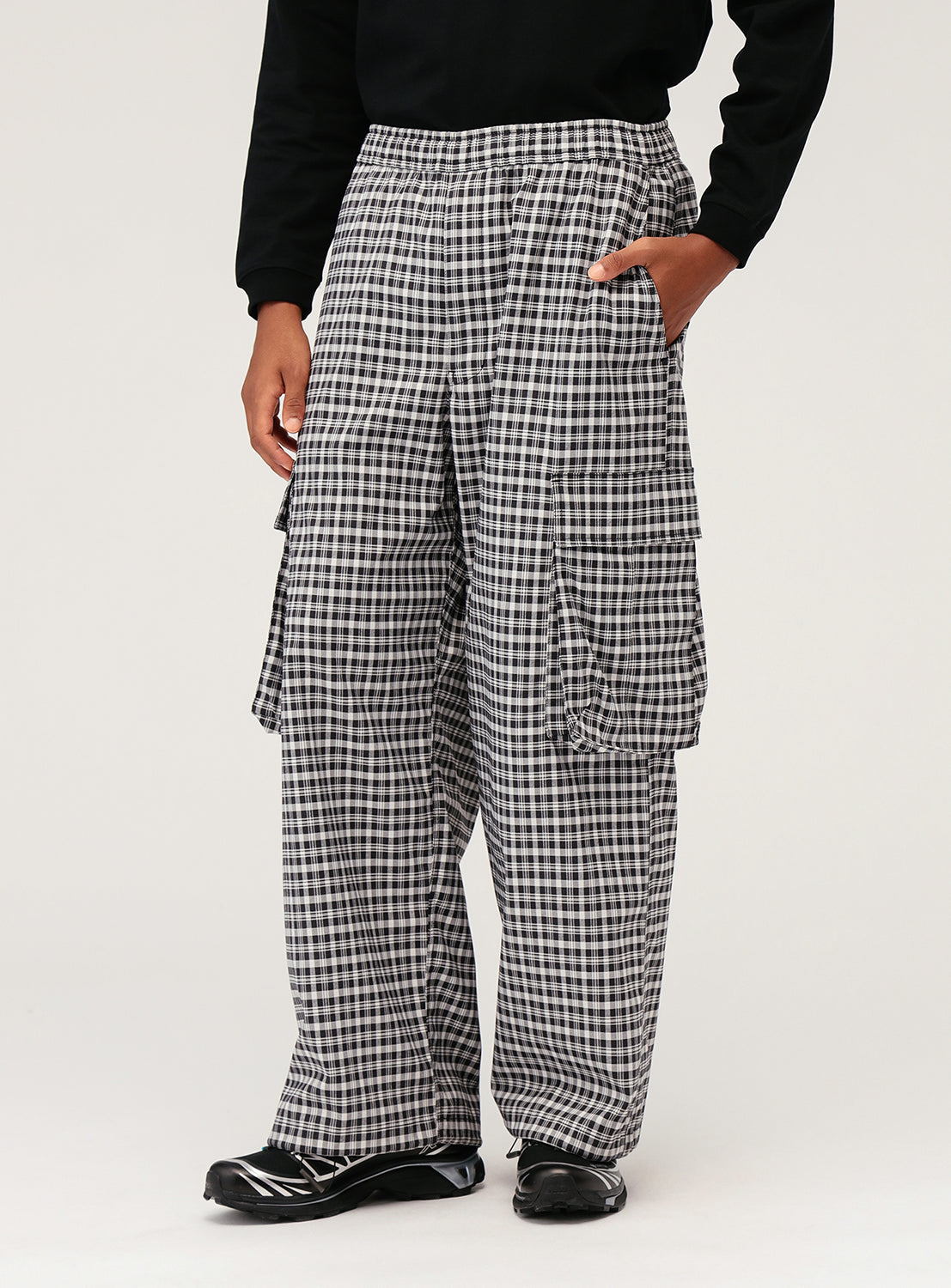Wide Check Cargo Pants