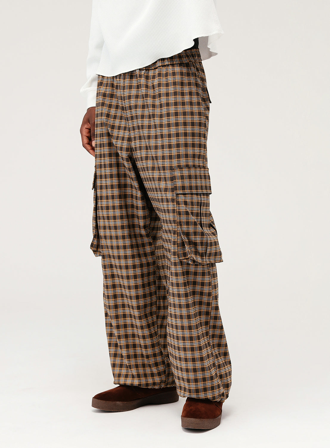 Wide Check Cargo Pants