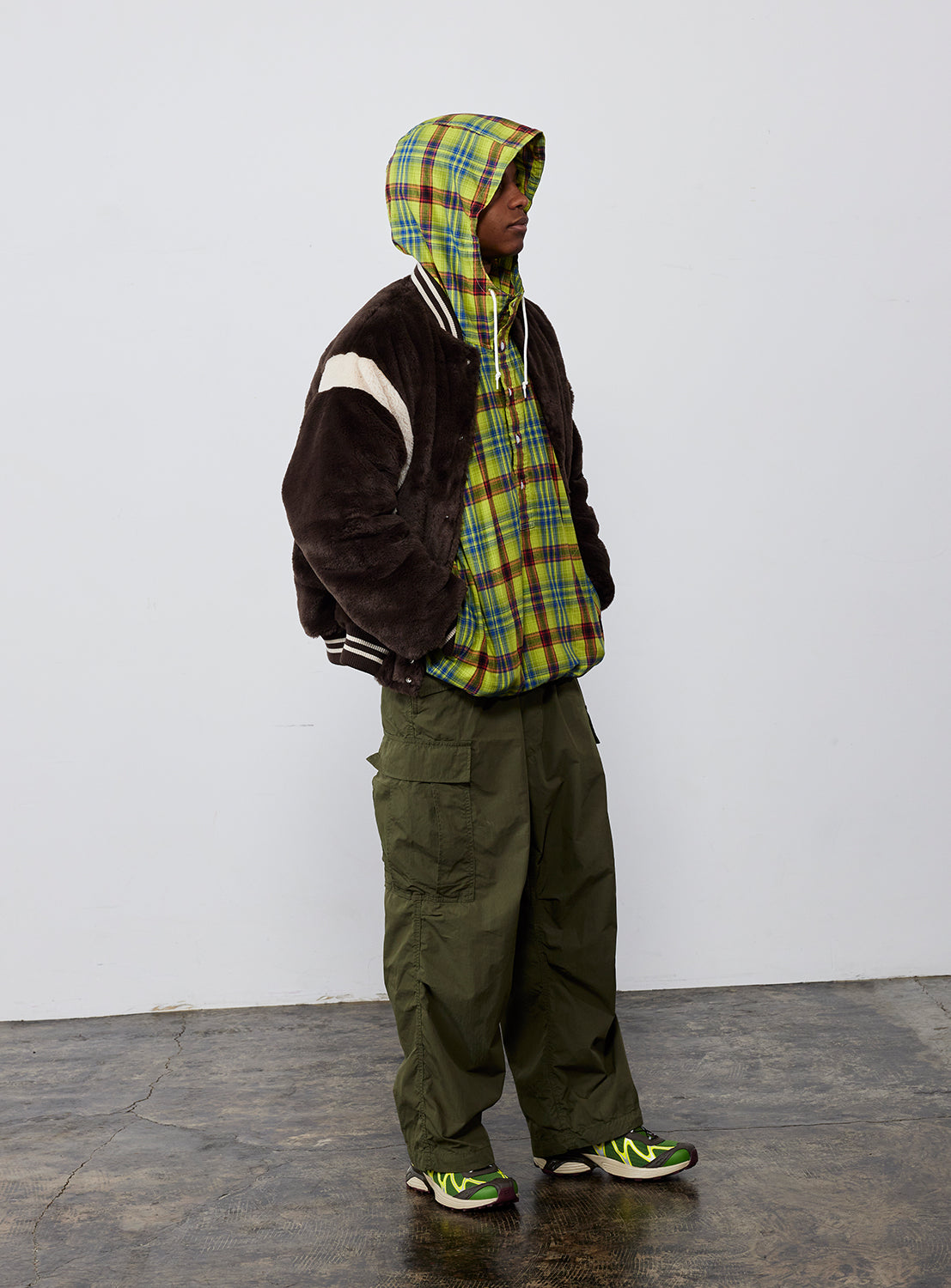 Wide Fit Faux Fur Varsity Jacket