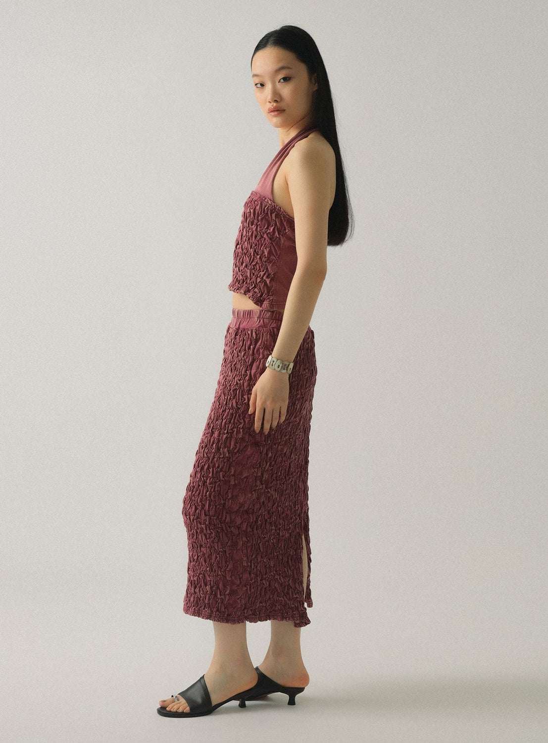 Shirred Cut-and-Sew Skirt