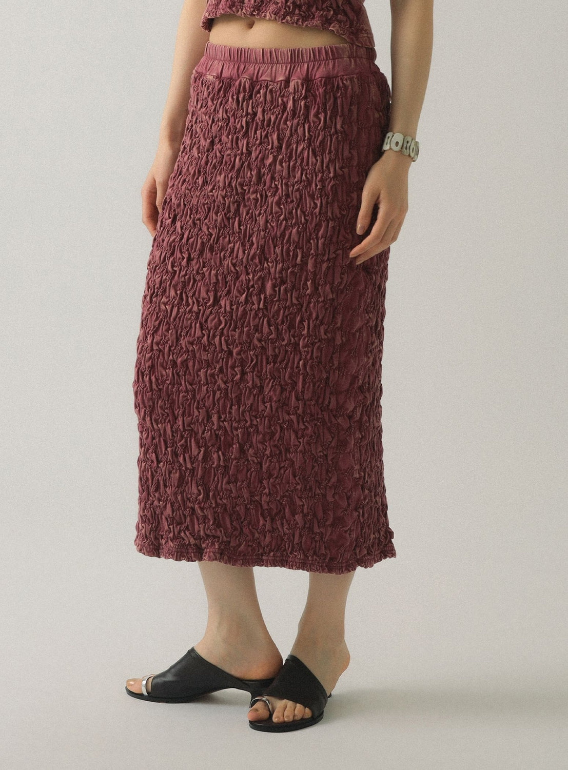Shirred Cut-and-Sew Skirt