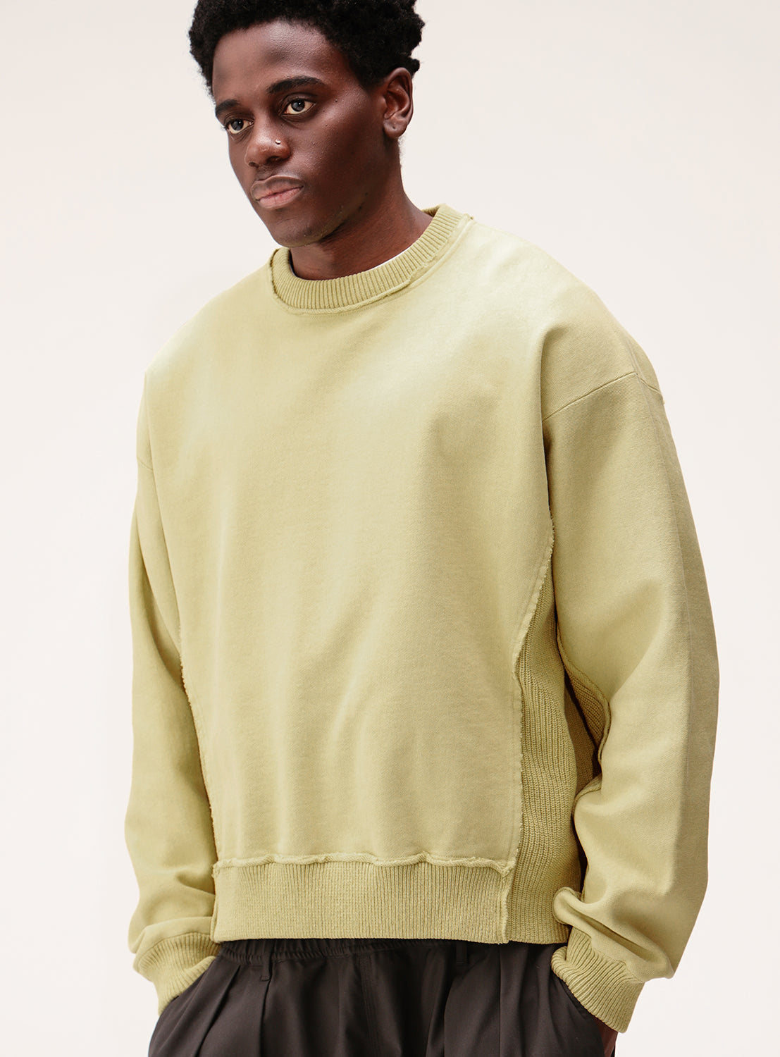 Hybrid Knit-Fleece Crew Neck Sweatshirt