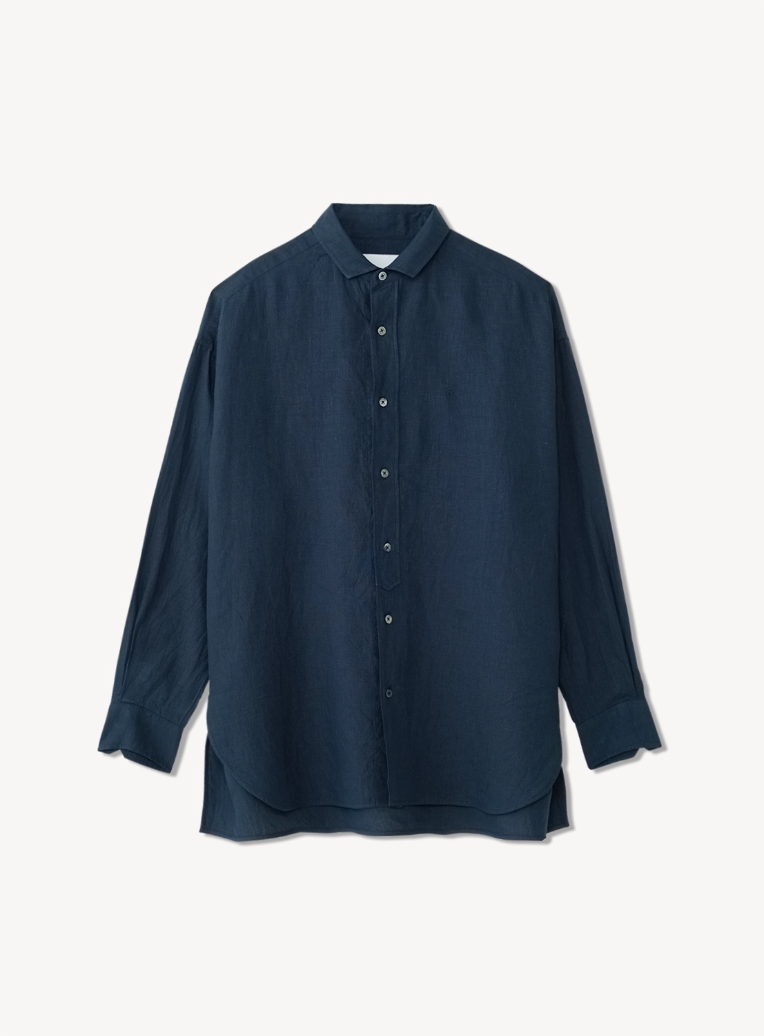 Navy blue button down shirt.
