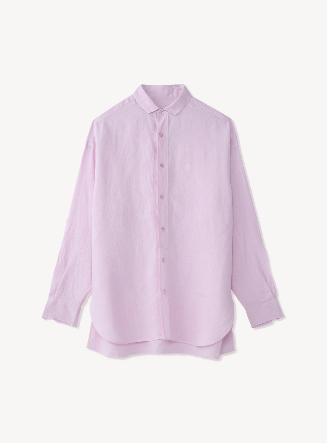 Baby pink button down shirt.