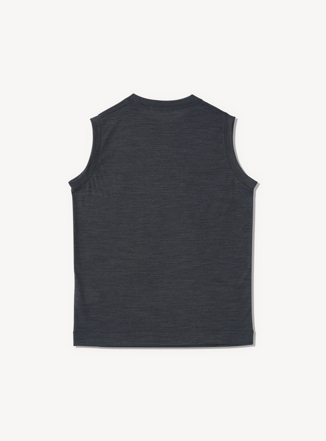 Back of grey sleeveless tank top.