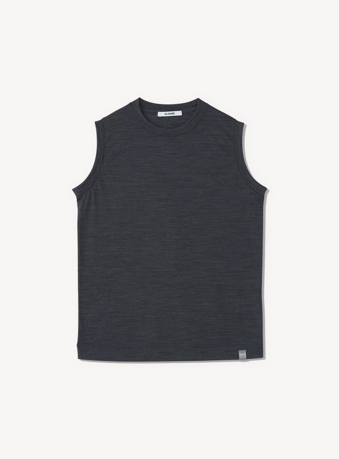 Grey sleeveless tank top.