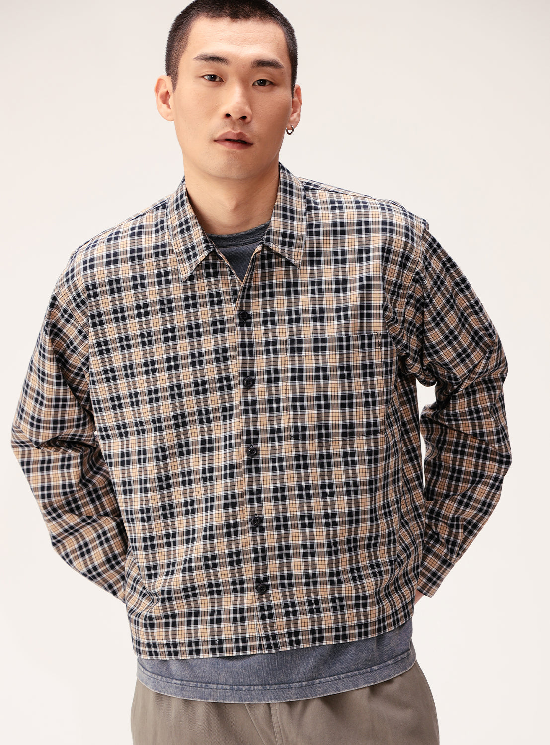 Checked Cropped Shirt