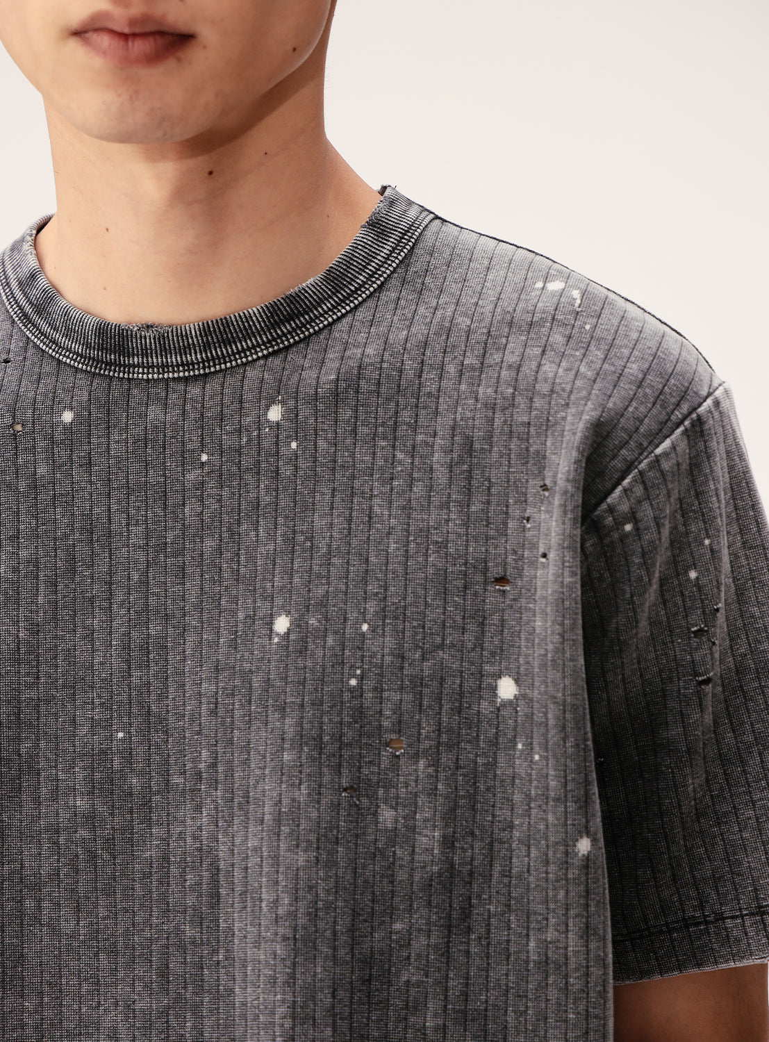 Faded Basic Fit Ribbed T-Shirt