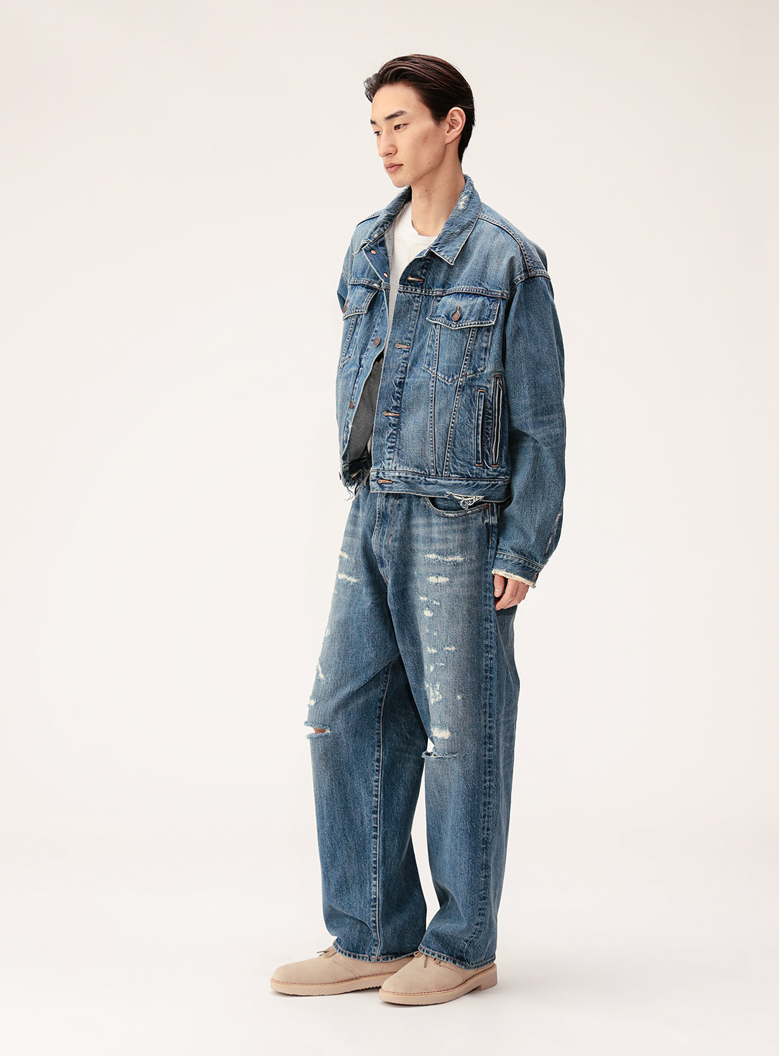 Faded Distressed Japanese Denim Pants