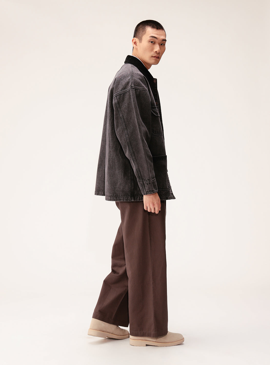 Faded Denim Relaxed Fit Coverall Jacket