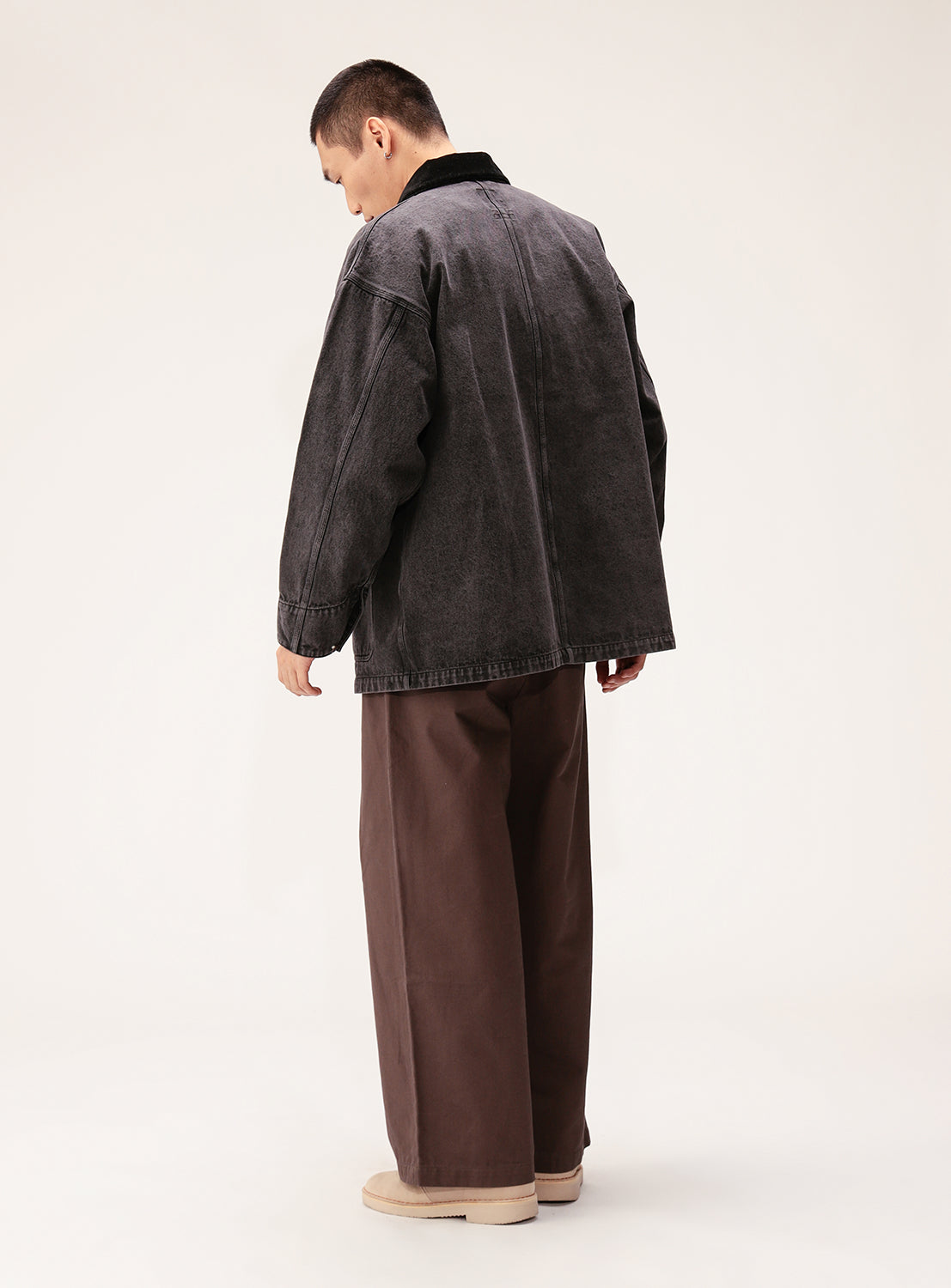 Faded Denim Relaxed Fit Coverall Jacket