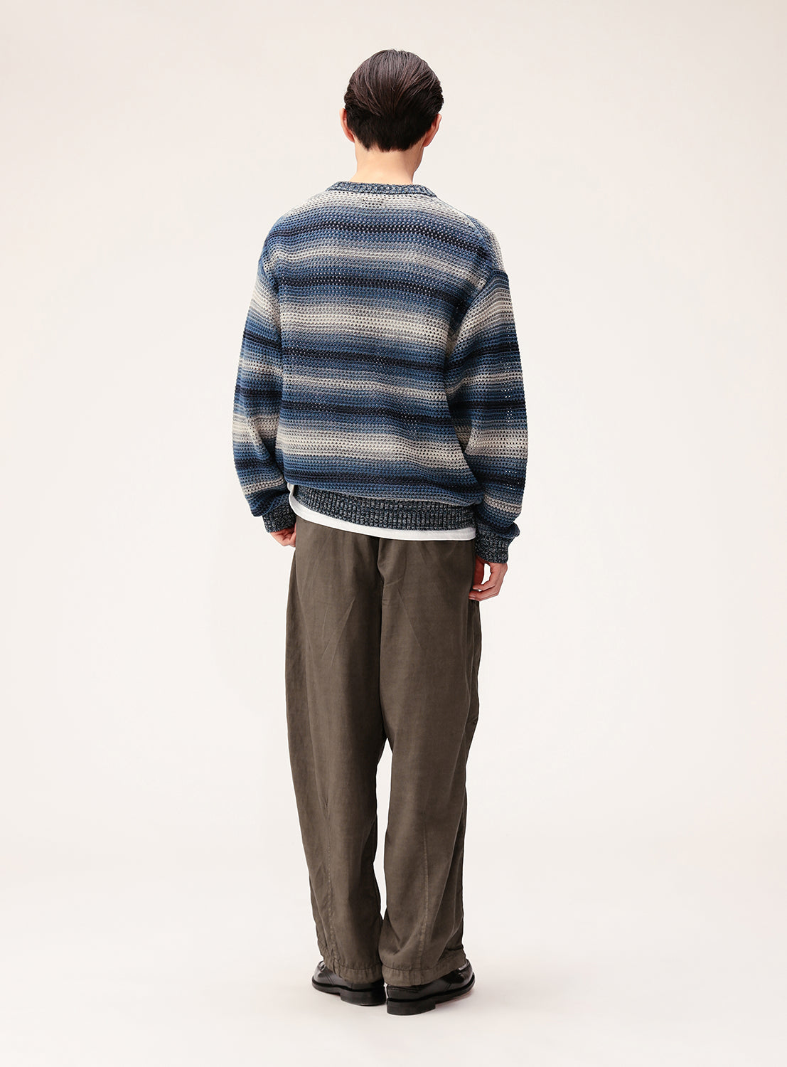 Mesh Striped Crew Neck Knit
