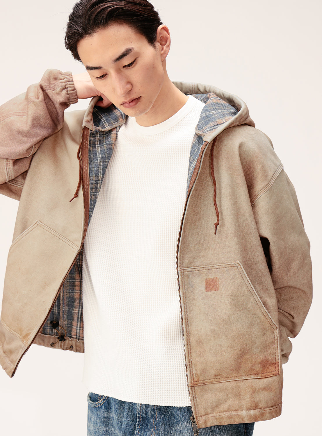 Mock Print Zip Hoodie