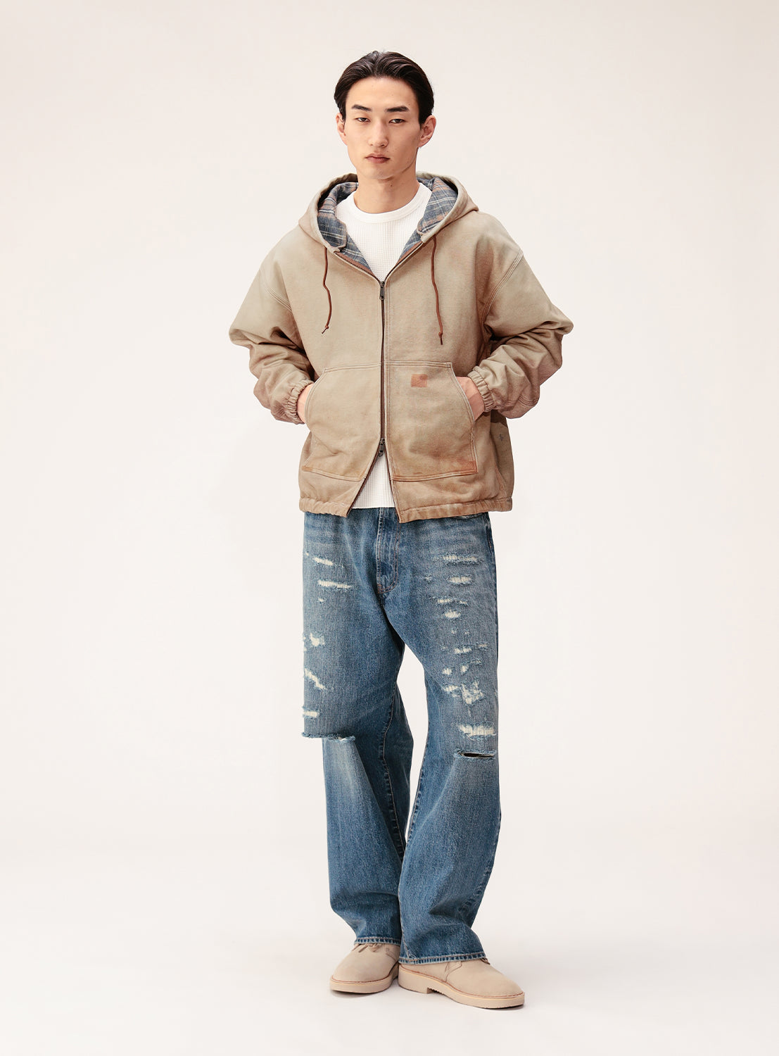 Mock Print Zip Hoodie Mock Print Zip Hoodie