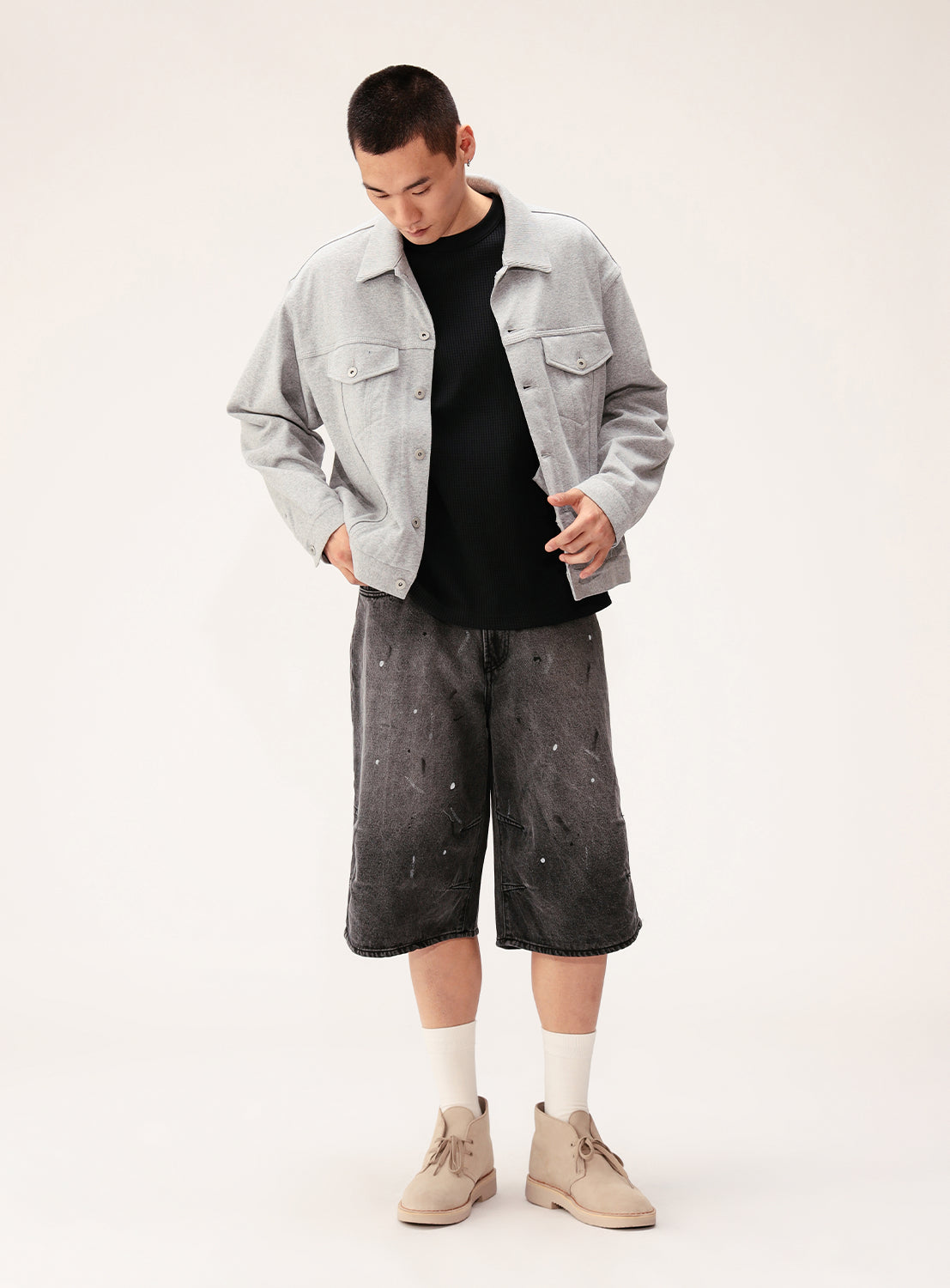 Quarter-Length Painter Denim Pants
