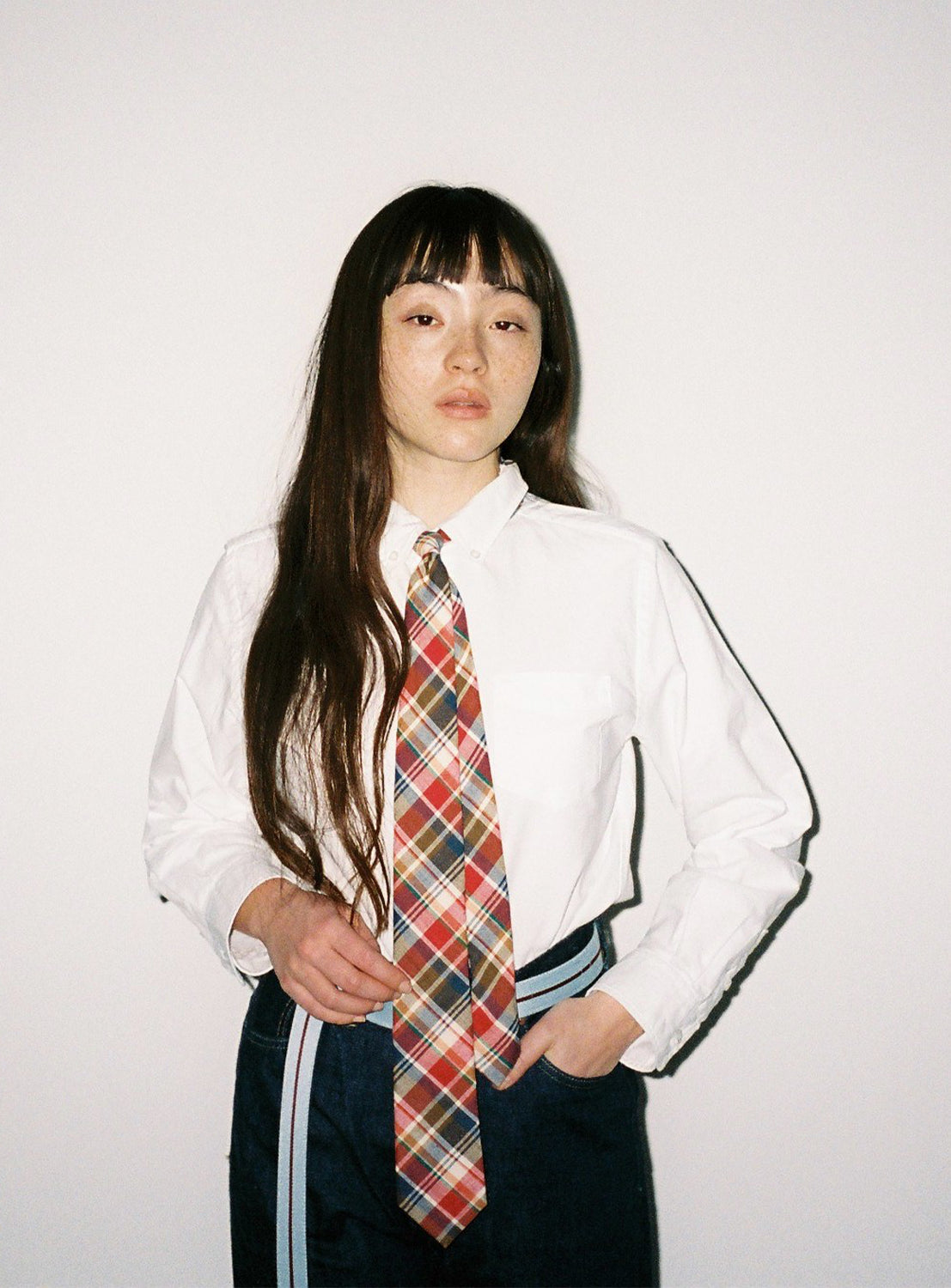 Madras Check Narrow Necktie