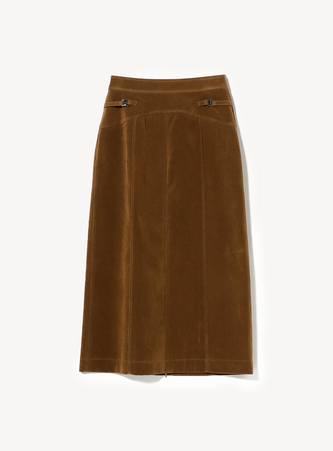 Faux Suede Zip Slit Skirt