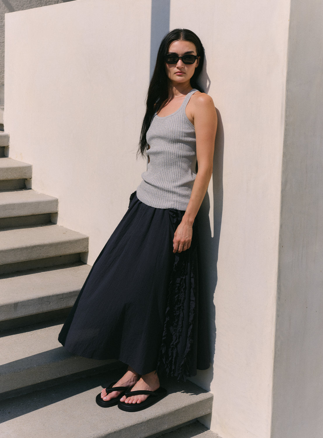 Dobby Ruffle Skirt