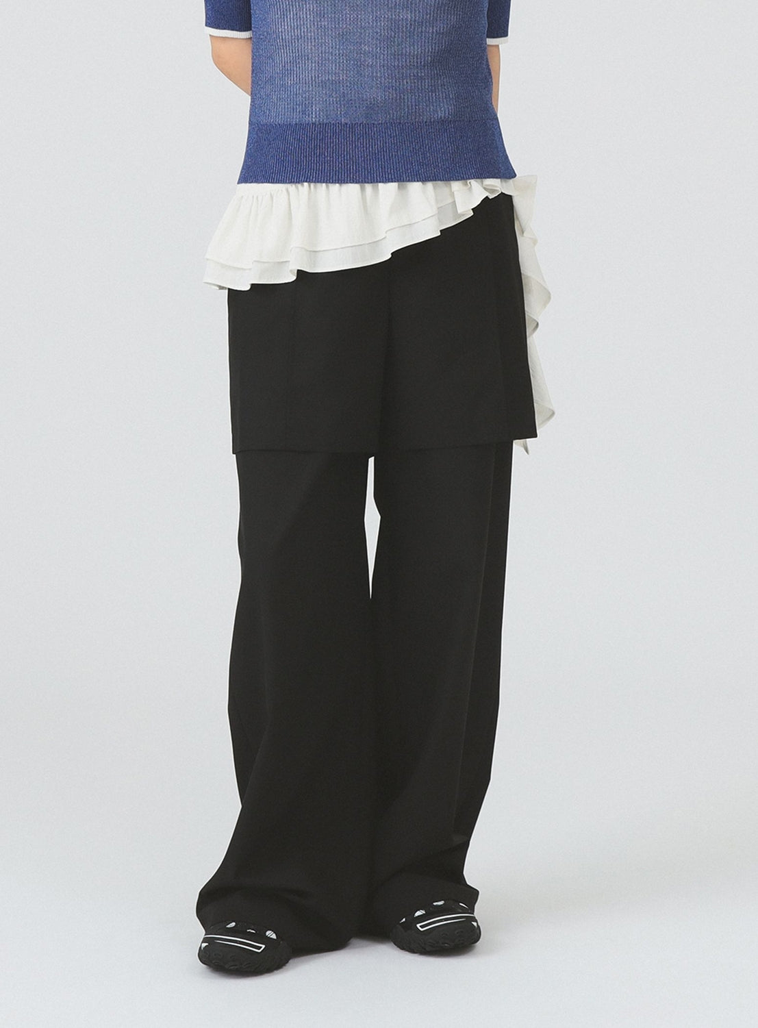 Half Layered Wide-Leg Trousers