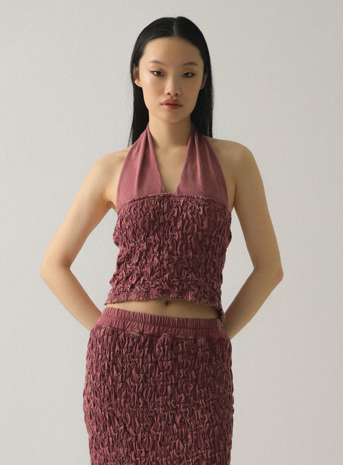 Shirred Halter Neck Top