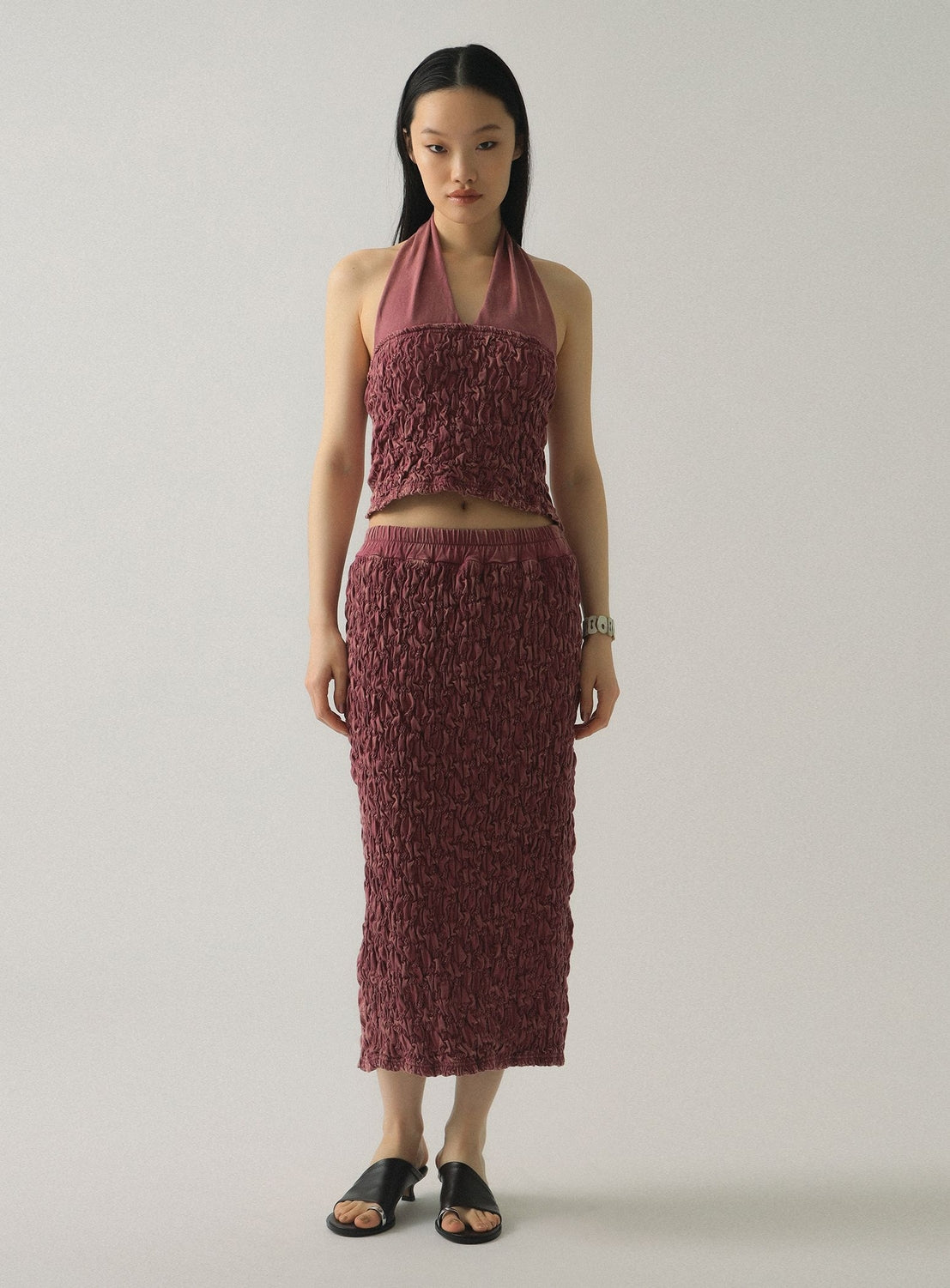 Shirred Halter Neck Top