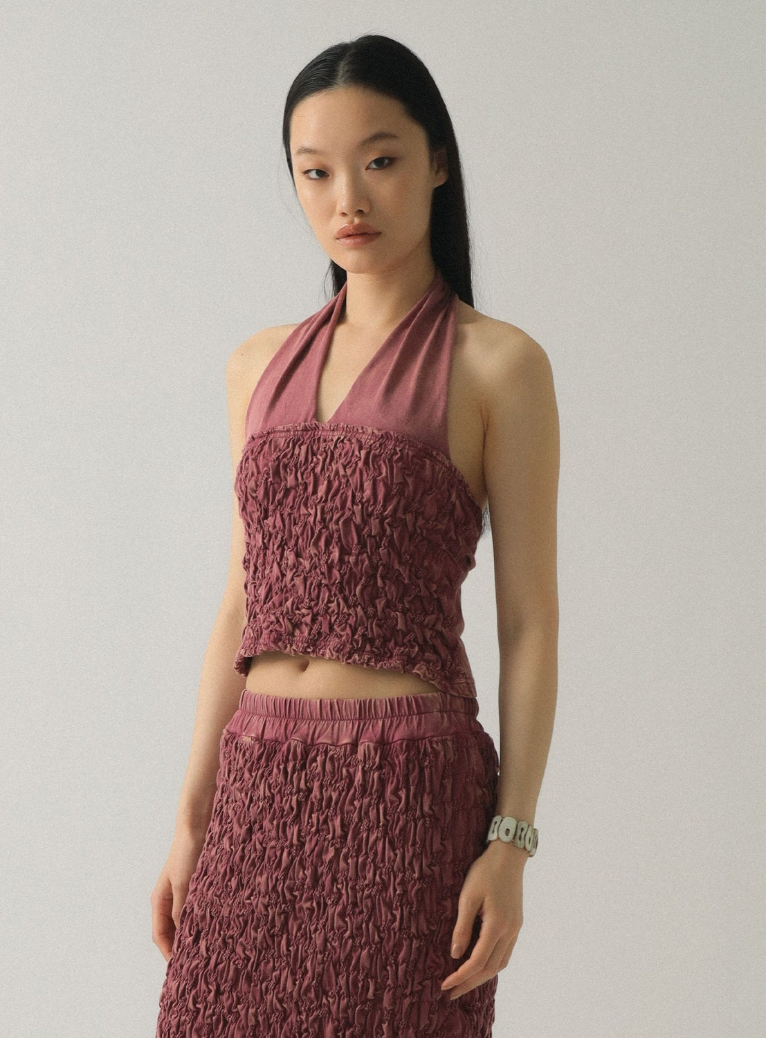 Shirred Halter Neck Top