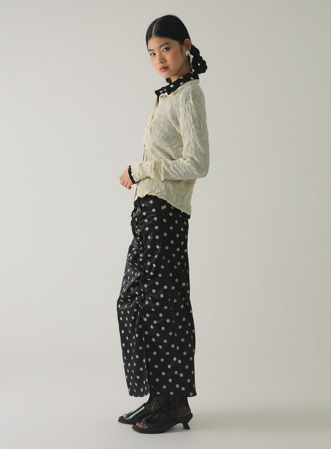 Sheer Rib Knit Polo Cardigan