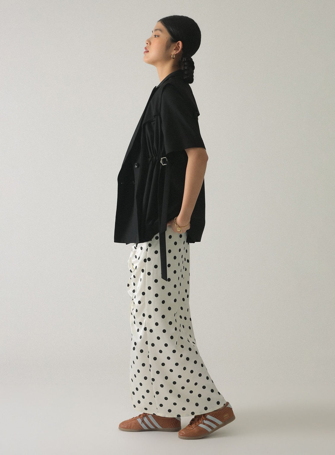 4-Button Double-Breasted Half-Sleeve Jacket