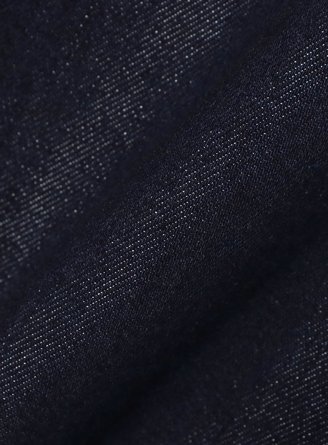 Close-up of the dark blue twill weave on Wide Denim Slacks.