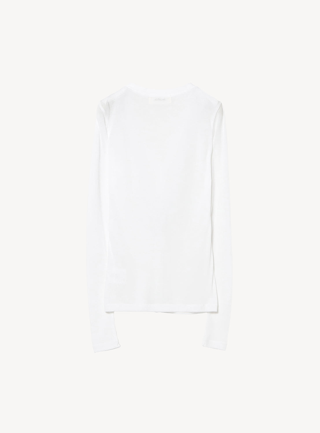 A sheer, long-sleeve V-neck cardigan by Ernie Palo is displayed on a white background, shown from the back.