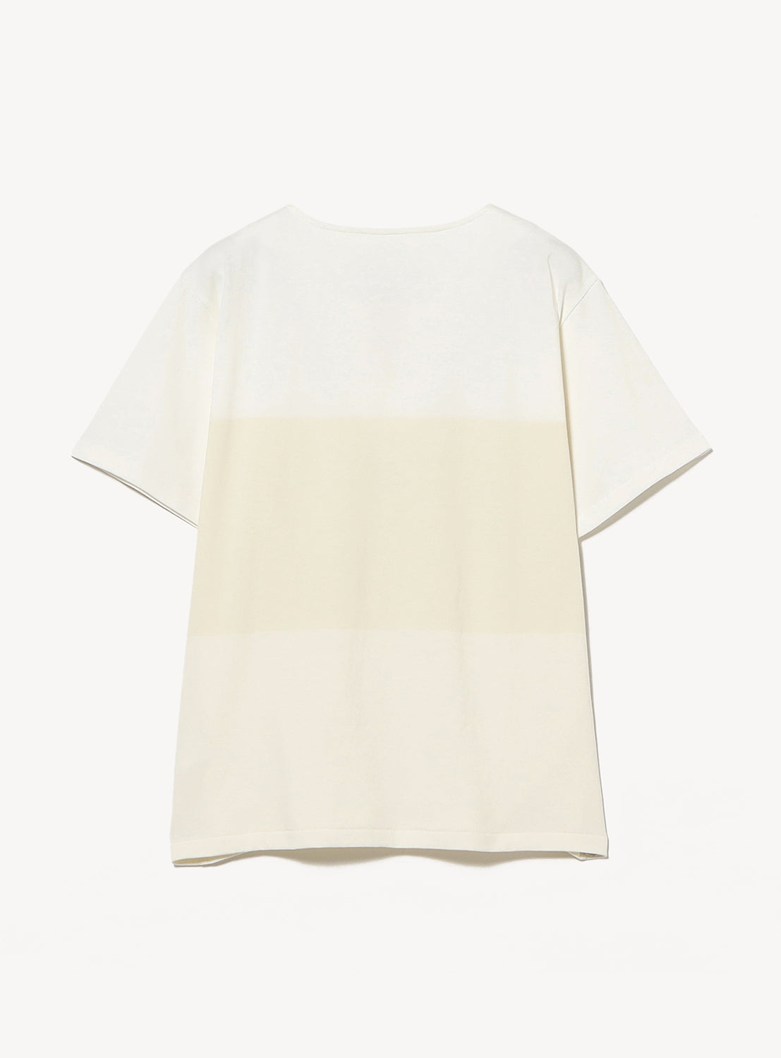 The BEAMS BOY Wide Border Lace-Up Short Sleeve Top is a plain white top with short sleeves and a subtle off-white horizontal stripe across the middle, shown against a white background.