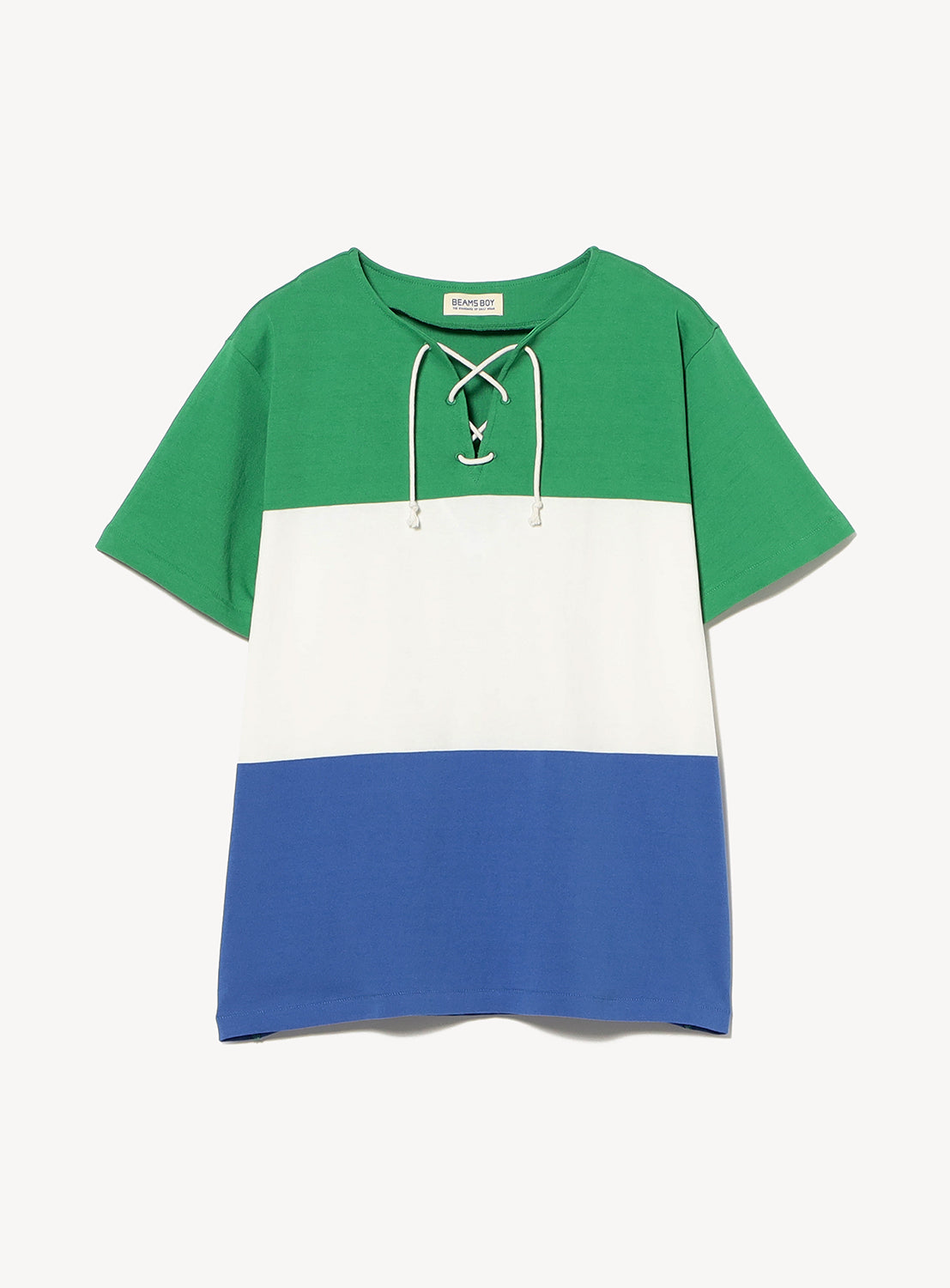 Wide Border Lace-Up Short Sleeve Top