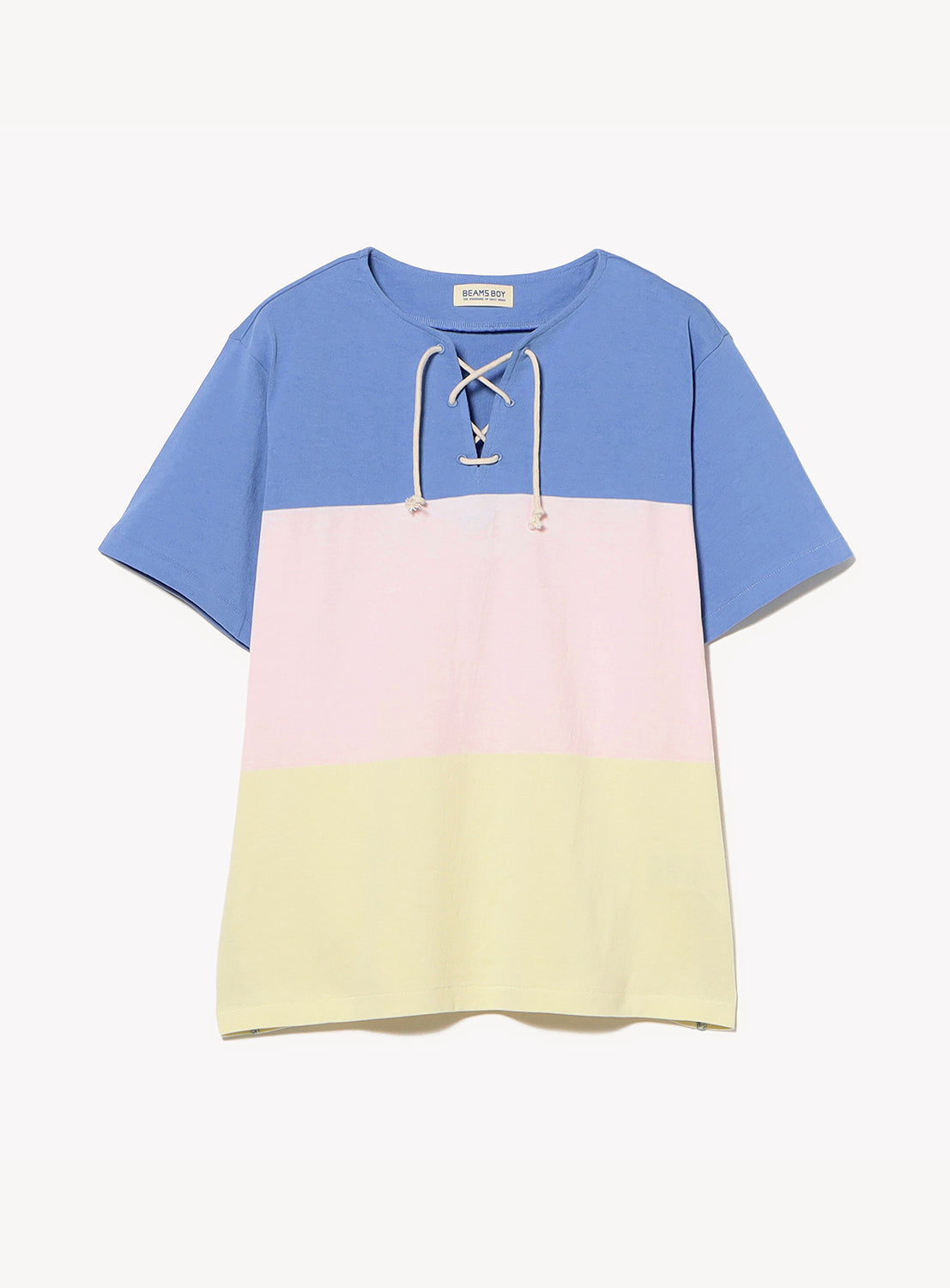 Wide Border Lace-Up Short Sleeve Top