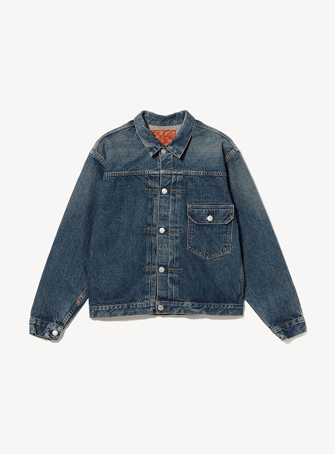 Blue denim jacket on a white background