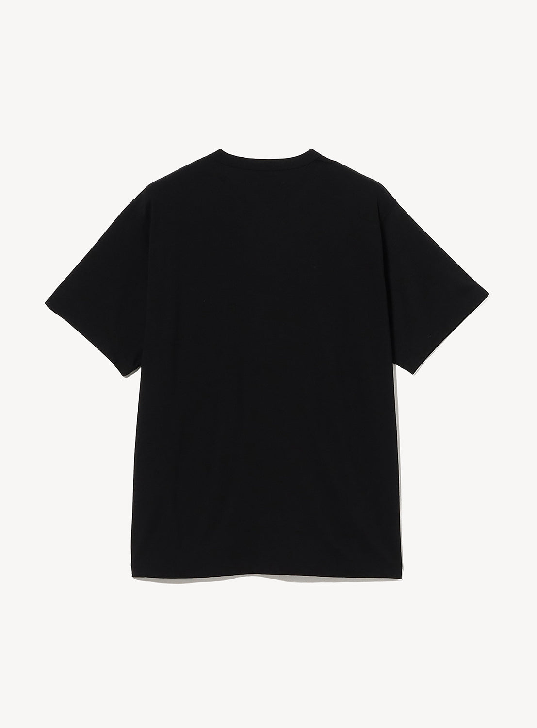 The A - Washable Merino Wool T-Shirt by BEAMS is a plain black, relaxed fit short-sleeve tee, displayed from the back and laid flat on a white background.