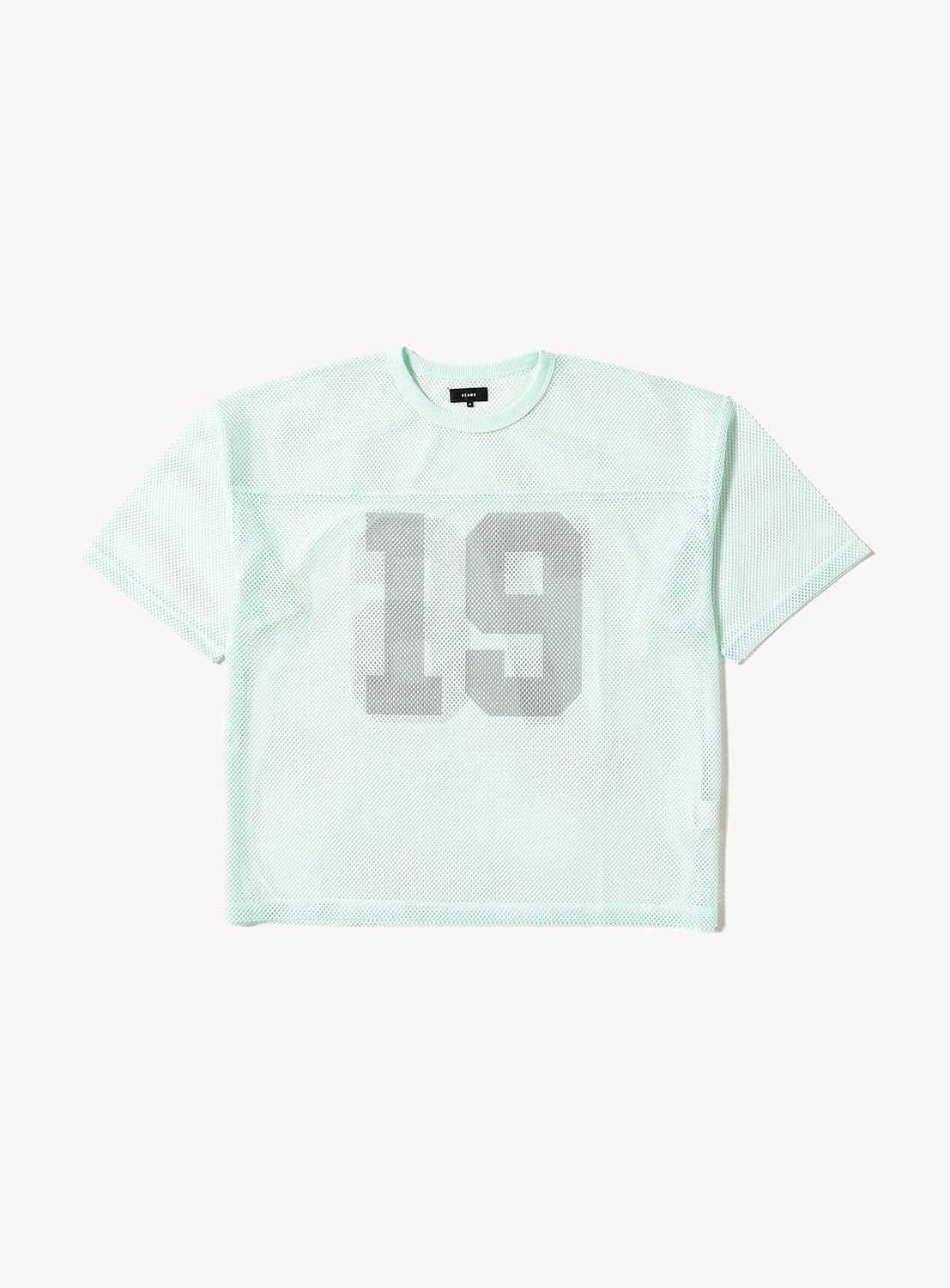 Wide Short Fit Numbered Mesh Print T-shirt