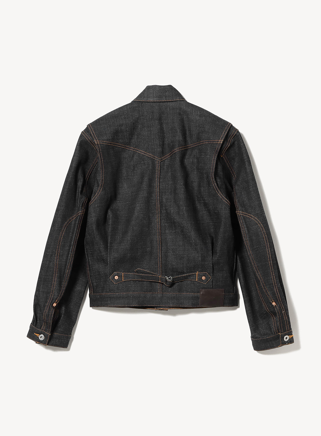 Dark denim jacket on a white background