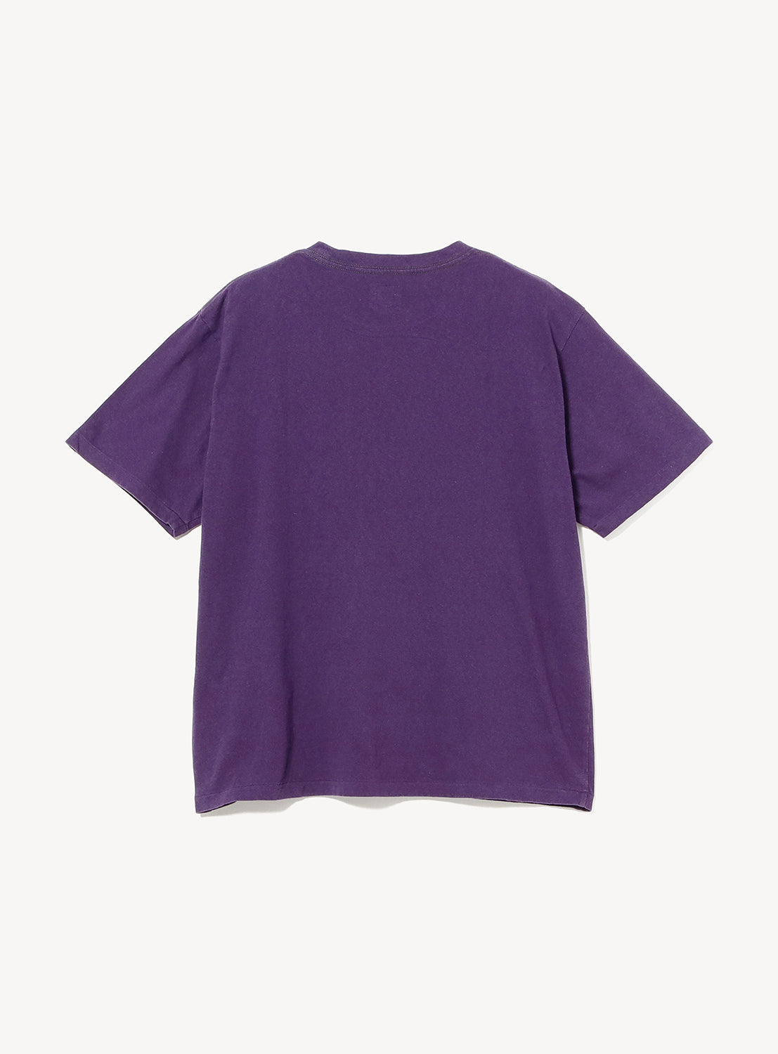 Back view of a purple crew neck T-shirt showcasing a simple, clean design with a relaxed silhouette. The plain back highlights the garment's classic shape and versatile everyday style.