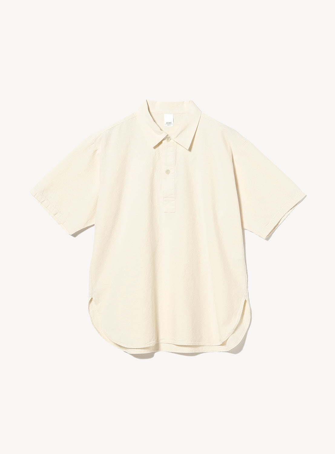 Beige short-sleeve shirt on a white background