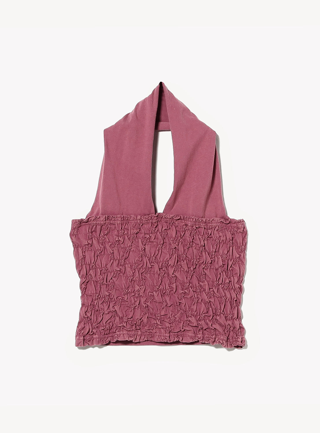 Pink textured top on a white background