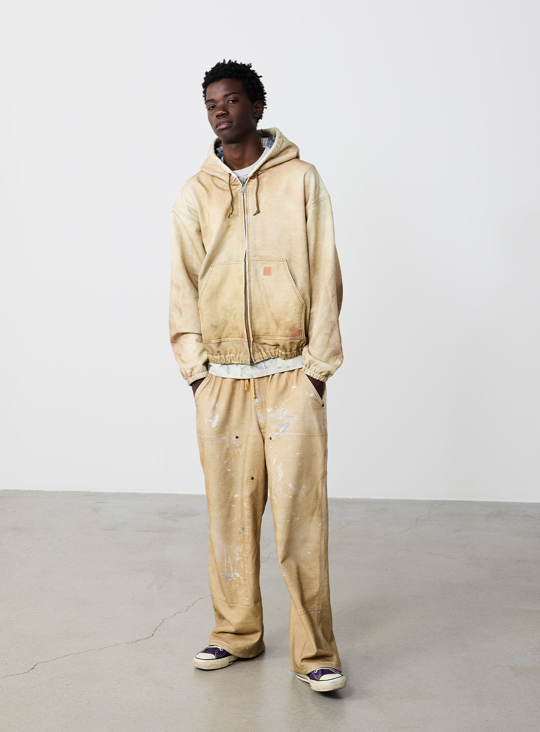 Mock Print Zip Hoodie